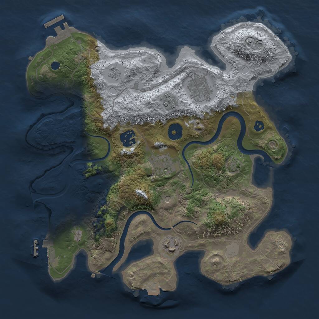 Rust Map: Procedural Map, Size: 3000, Seed: 80455645, 11 Monuments