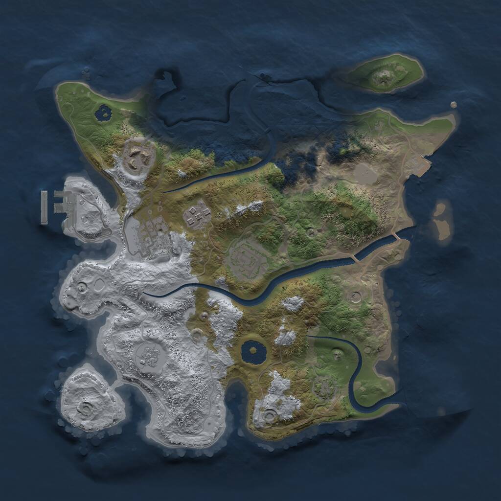 Rust Map: Procedural Map, Size: 3000, Seed: 654871968, 9 Monuments