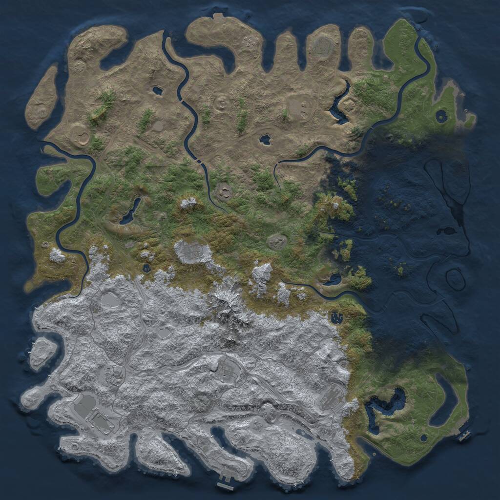 Rust Map: Procedural Map, Size: 6000, Seed: 82297582, 17 Monuments