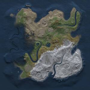 Thumbnail Rust Map: Procedural Map, Size: 3000, Seed: 1656771337, 13 Monuments