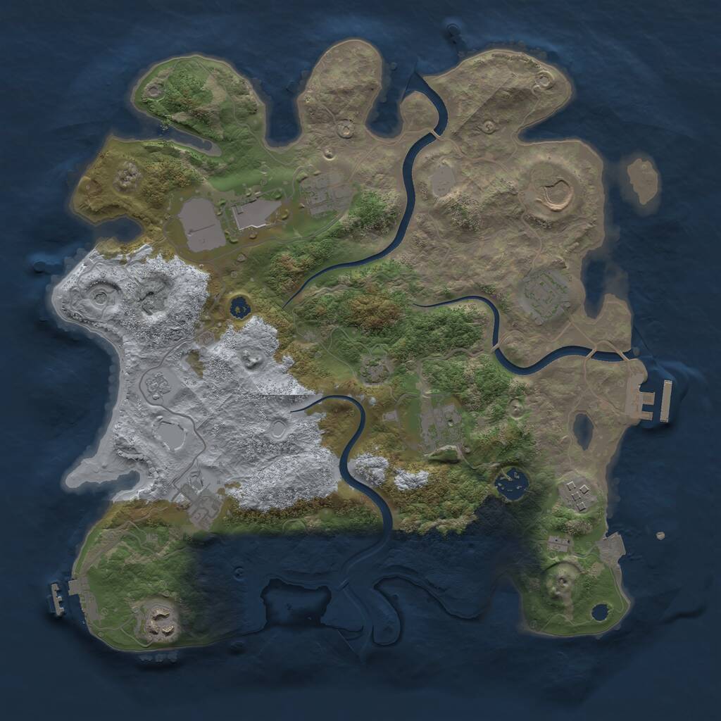 Rust Map: Procedural Map, Size: 3500, Seed: 1887690305, 15 Monuments