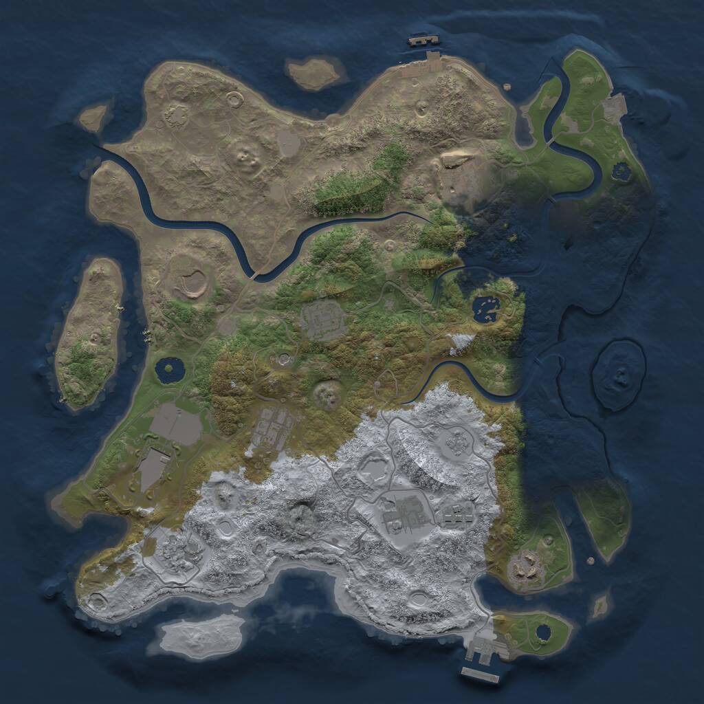 Rust Map: Procedural Map, Size: 3750, Seed: 10928, 16 Monuments