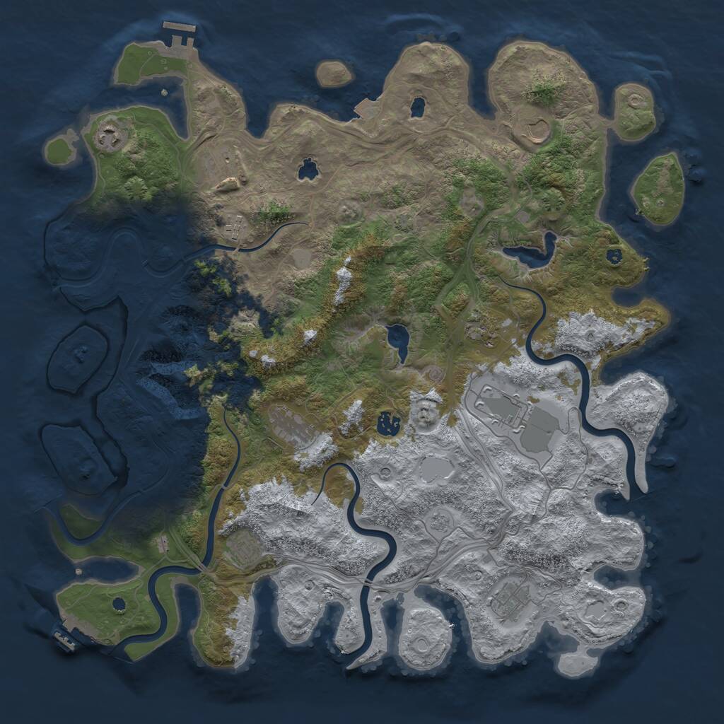 Rust Map: Procedural Map, Size: 4500, Seed: 470498662, 16 Monuments