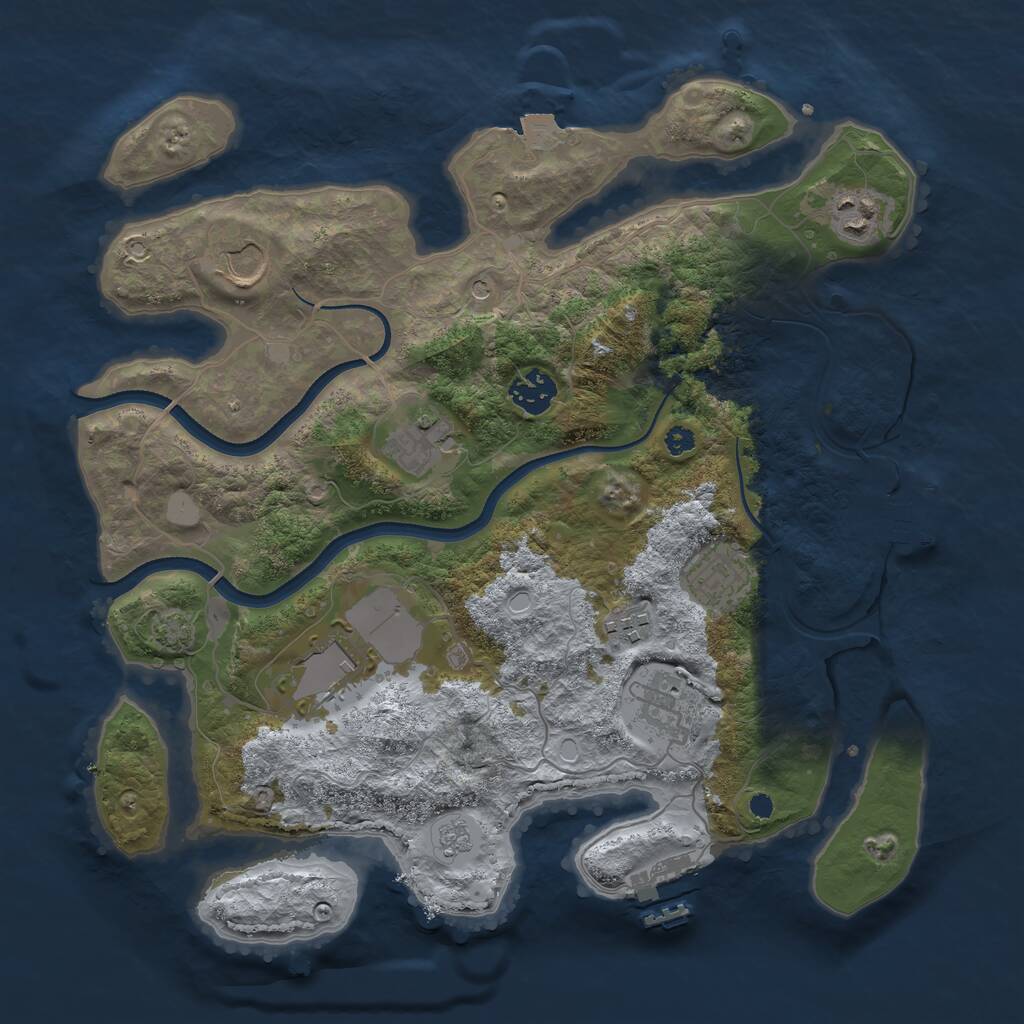 Rust Map: Procedural Map, Size: 3500, Seed: 877441360, 14 Monuments