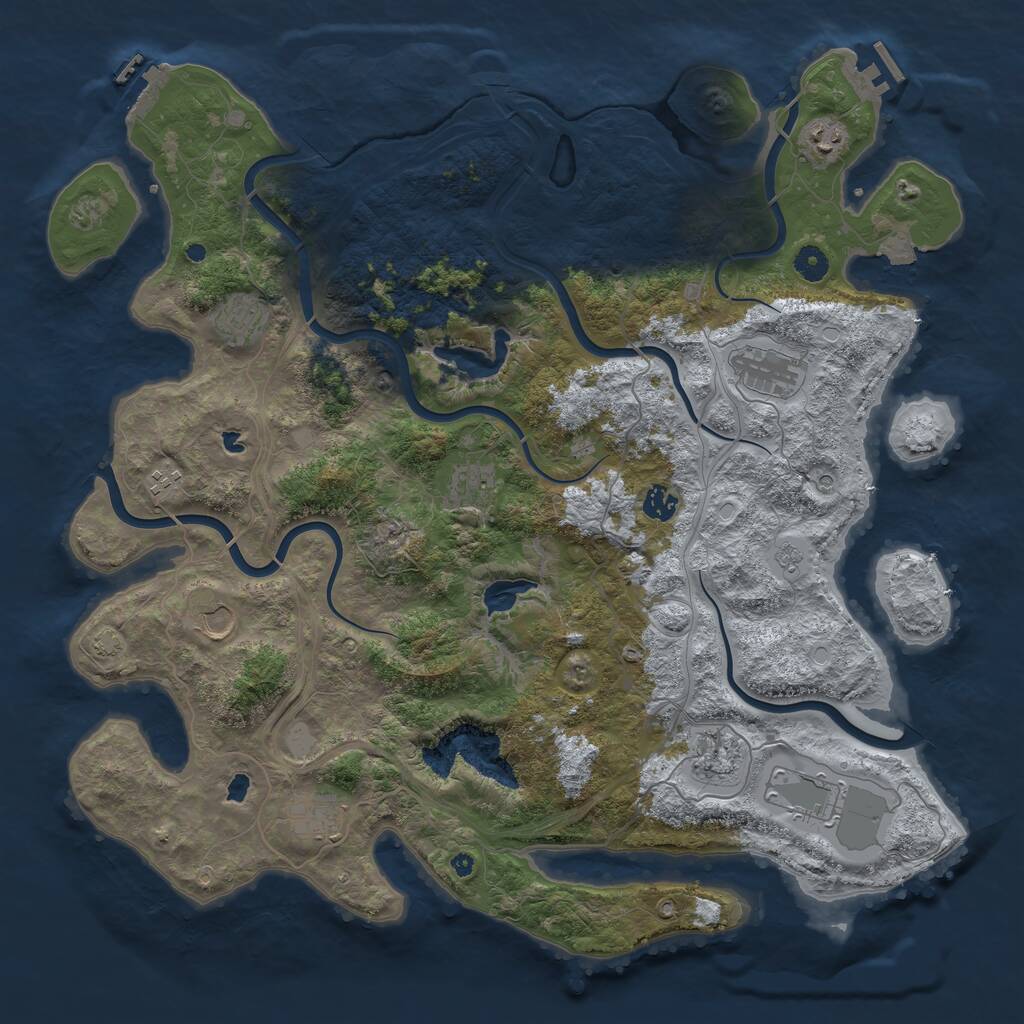 Rust Map: Procedural Map, Size: 4500, Seed: 634856811, 16 Monuments