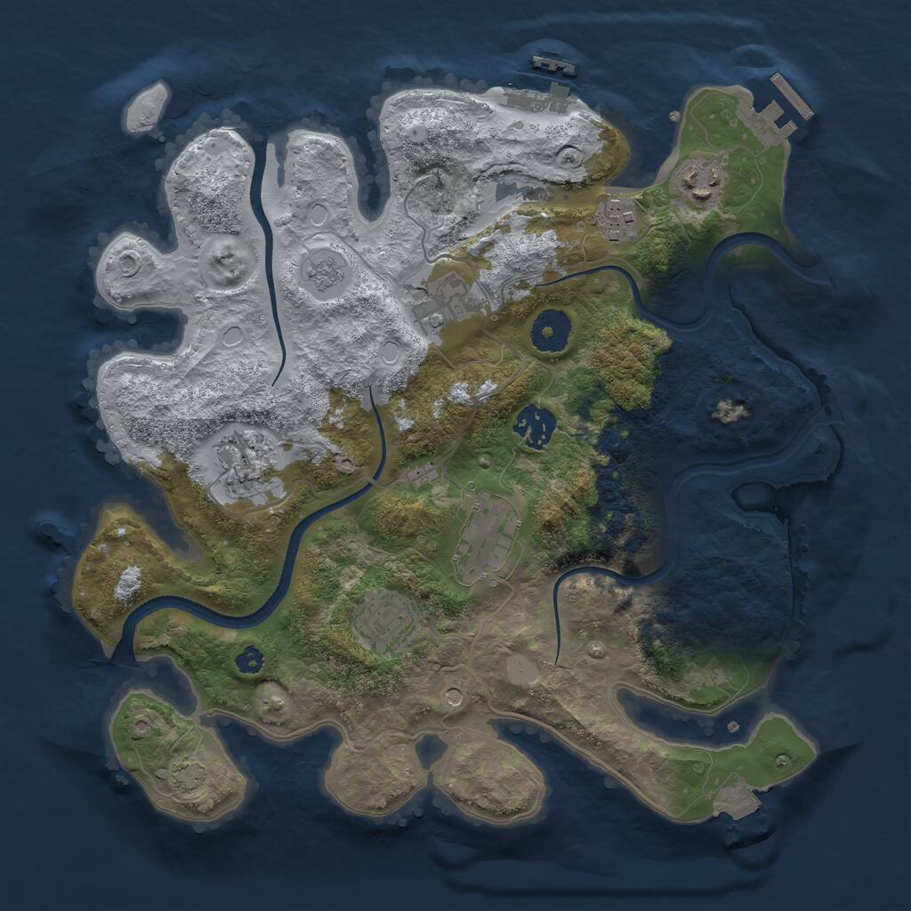 Rust Map: Procedural Map, Size: 3300, Seed: 447368356, 13 Monuments