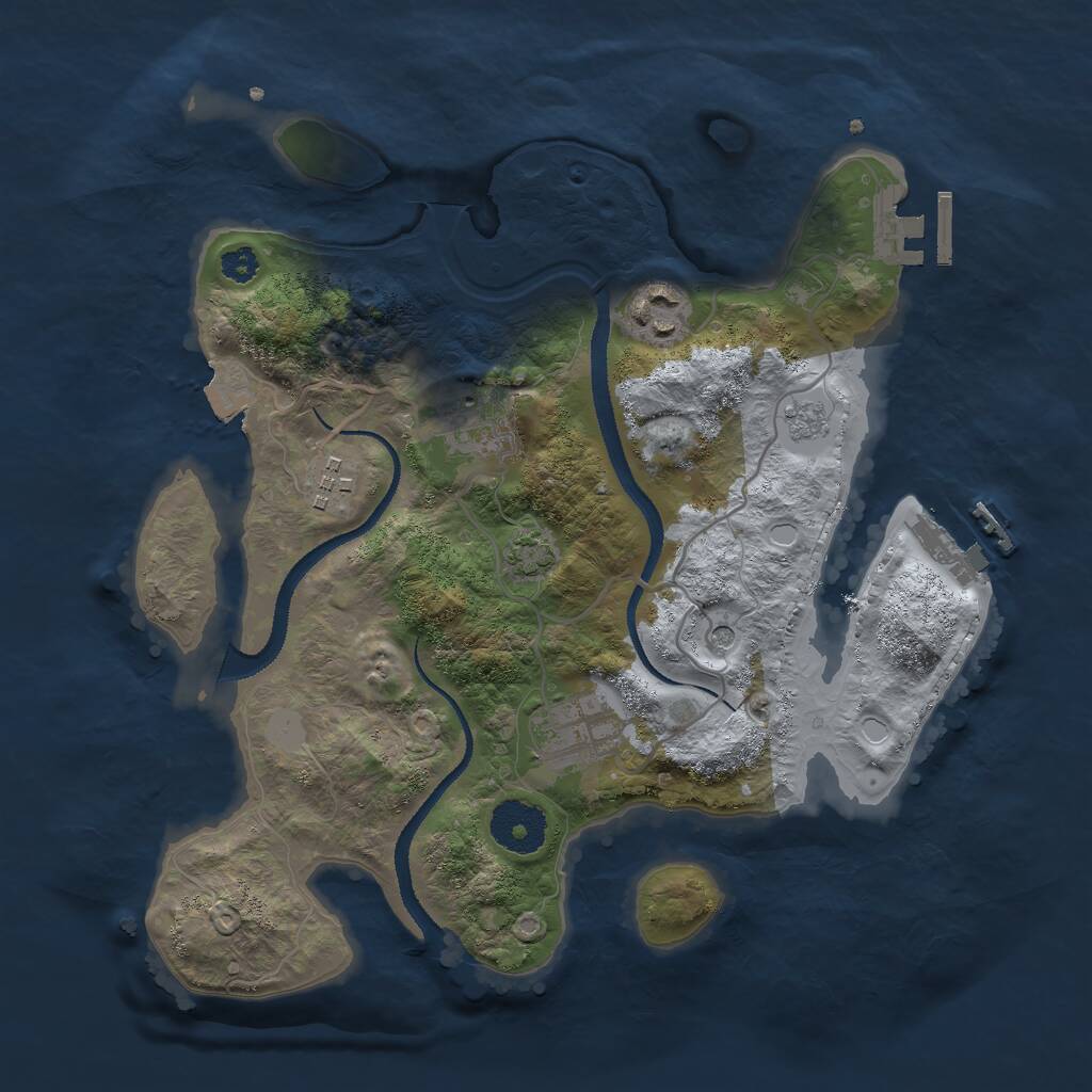 Rust Map: Procedural Map, Size: 3000, Seed: 18557, 10 Monuments