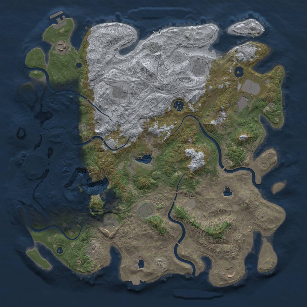 Rust Map: Procedural Map, Size: 4500, Seed: 572628617, 16 Monuments