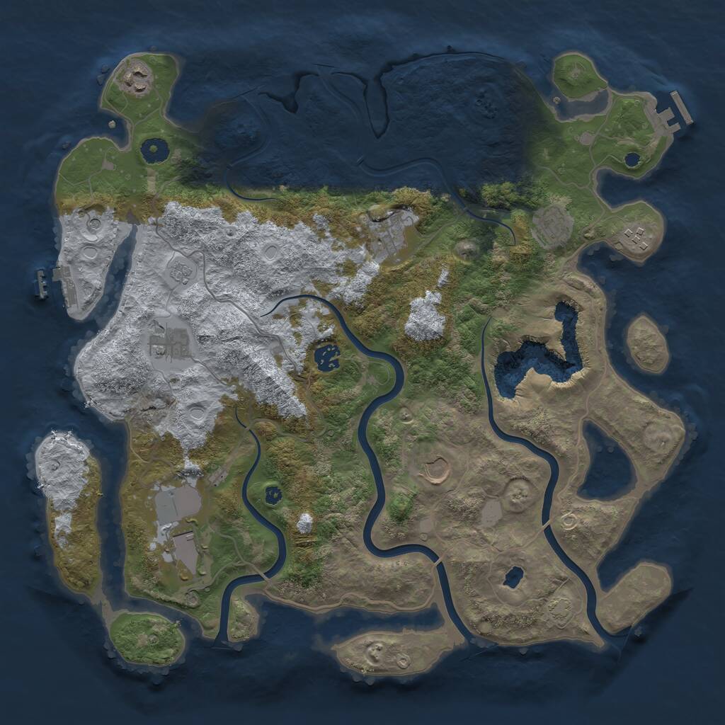Rust Map: Procedural Map, Size: 4050, Seed: 1043259913, 14 Monuments