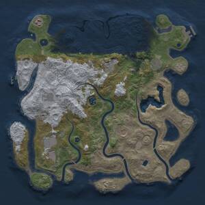 Thumbnail Rust Map: Procedural Map, Size: 4050, Seed: 1043259913, 14 Monuments