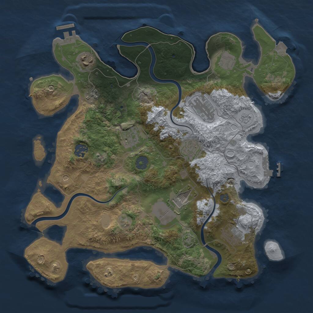 Rust Map: Procedural Map, Size: 3500, Seed: 1427959313, 16 Monuments