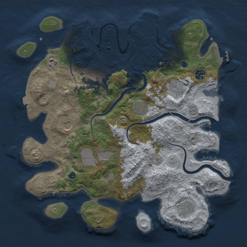 Rust Map: Procedural Map, Size: 3700, Seed: 611780466, 15 Monuments