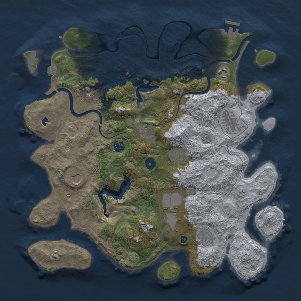 Rust Map: Procedural Map, Size: 4000, Seed: 24492, 14 Monuments