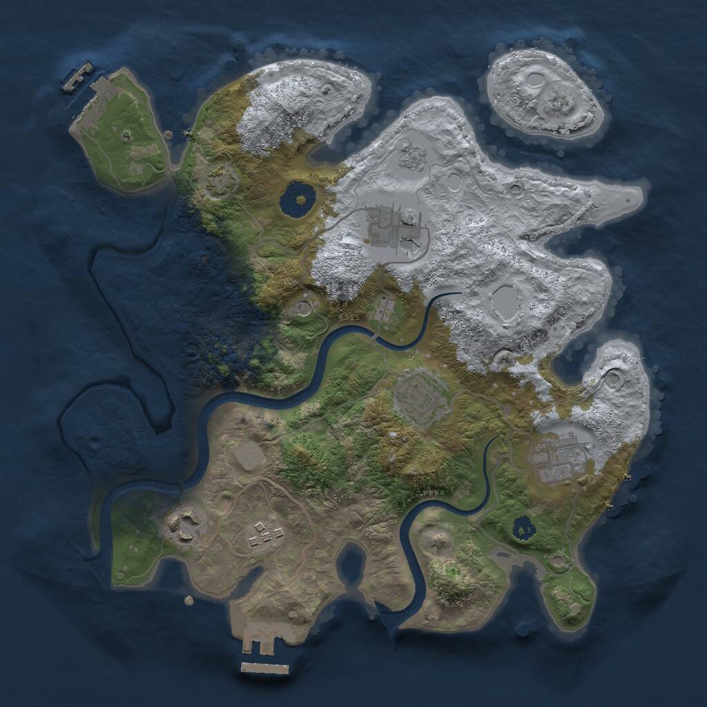Rust Map: Procedural Map, Size: 3000, Seed: 6895237, 11 Monuments