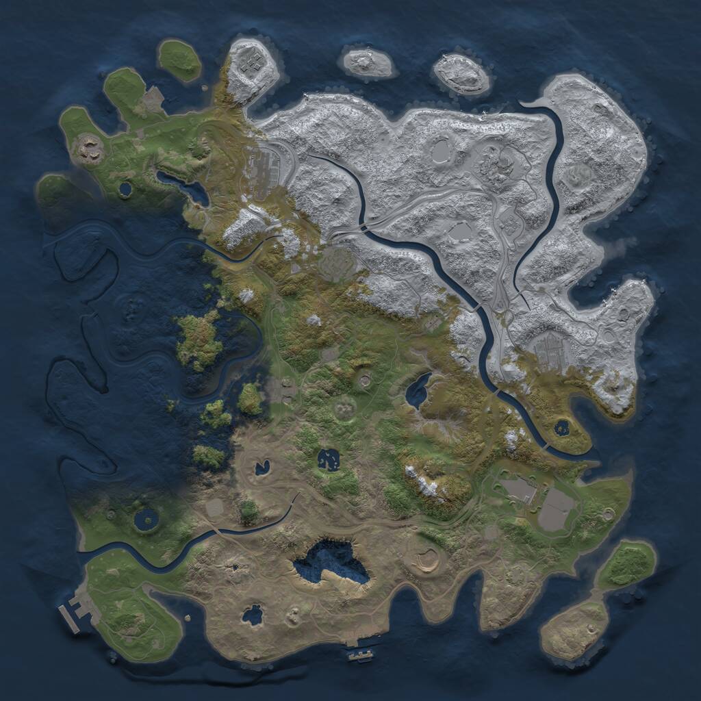 Rust Map: Procedural Map, Size: 4500, Seed: 774137005, 16 Monuments