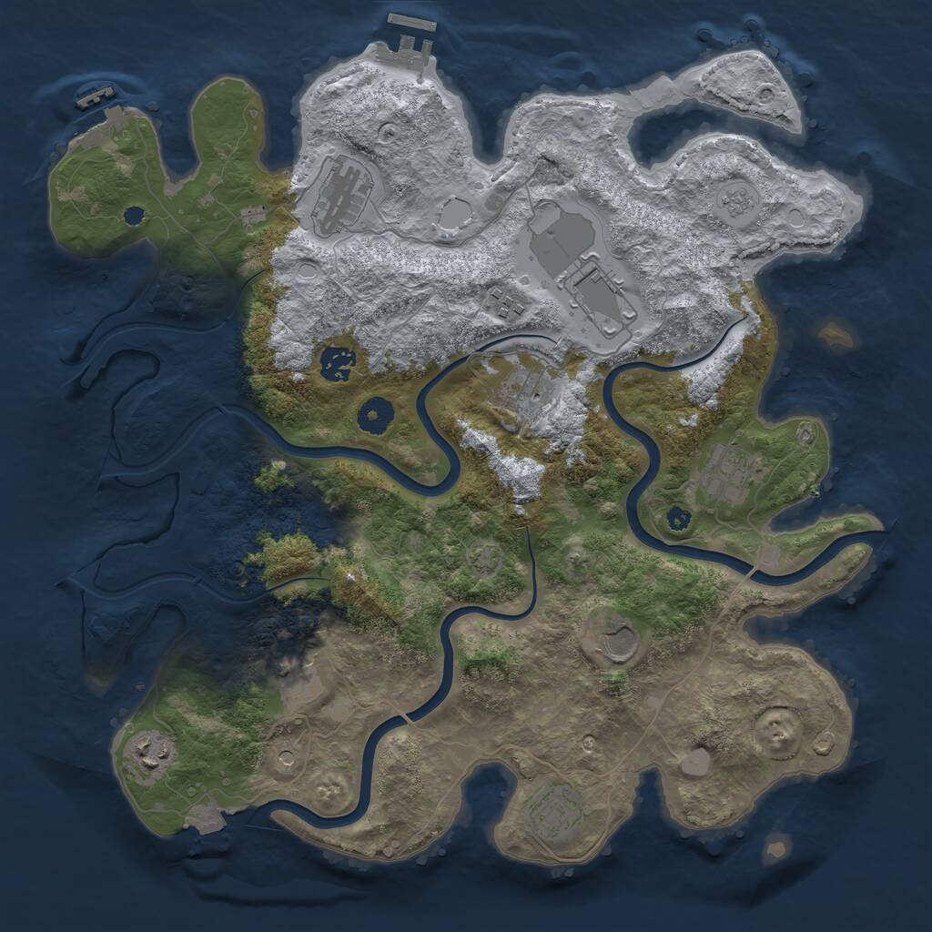 Rust Map: Procedural Map, Size: 3850, Seed: 1560764435, 16 Monuments