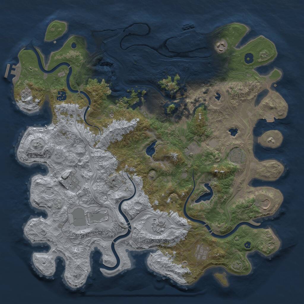 Rust Map: Procedural Map, Size: 4500, Seed: 750722565, 17 Monuments