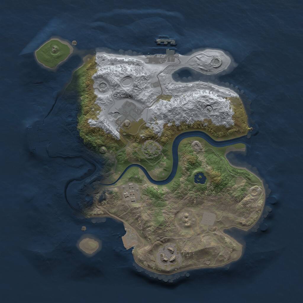Rust Map: Procedural Map, Size: 2500, Seed: 2136856534, 8 Monuments