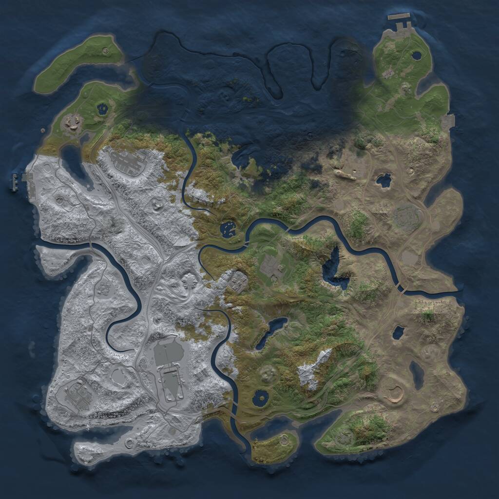 Rust Map: Procedural Map, Size: 4500, Seed: 2002153609, 16 Monuments