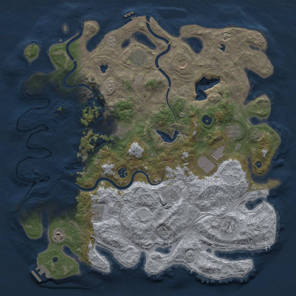 Rust Map: Procedural Map, Size: 4500, Seed: 1007889843, 17 Monuments