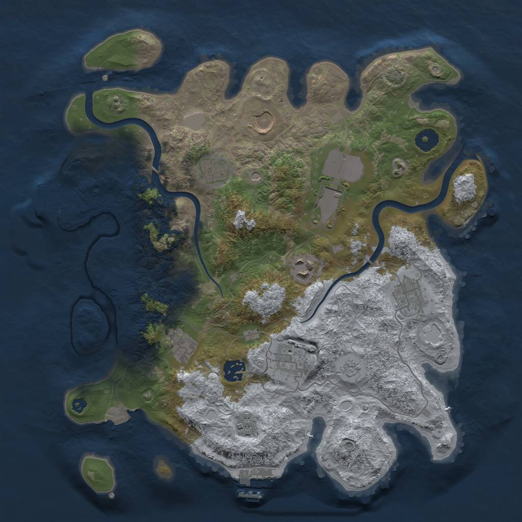 Rust Map: Procedural Map, Size: 3500, Seed: 5596, 15 Monuments