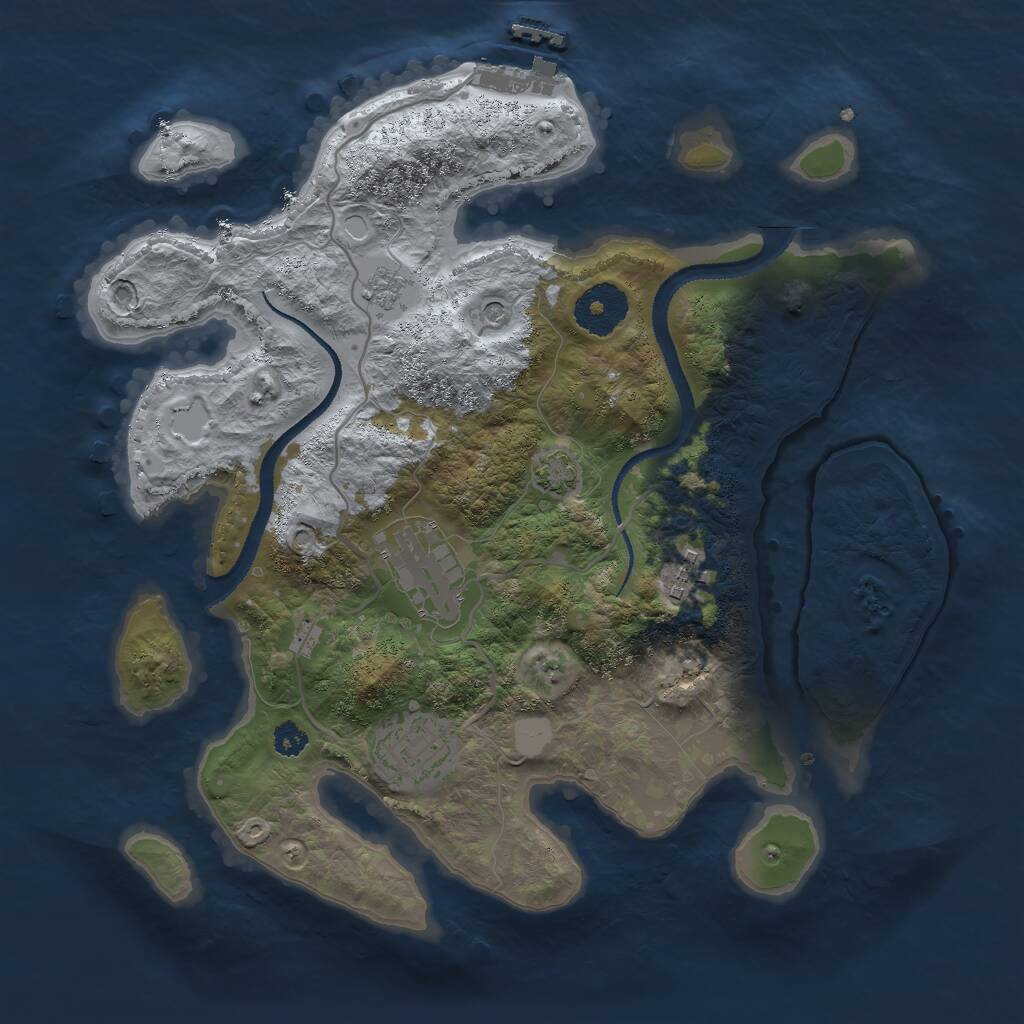 Rust Map: Procedural Map, Size: 3000, Seed: 63533790, 8 Monuments