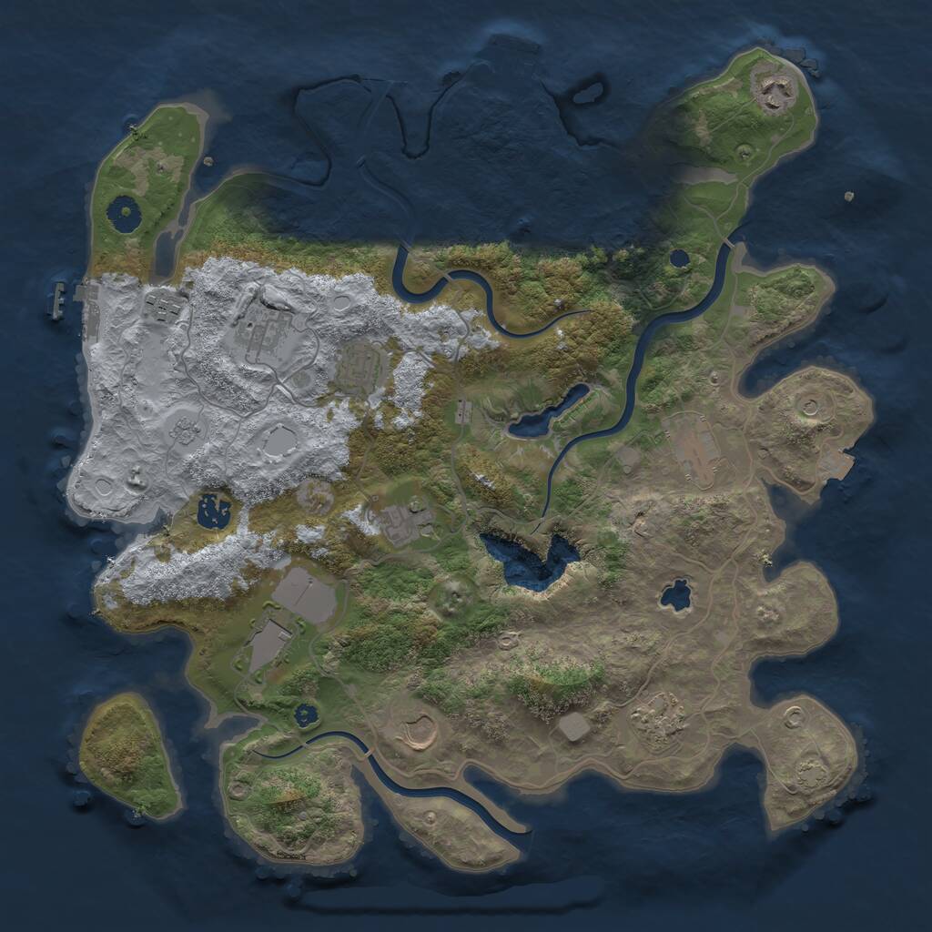 Rust Map: Procedural Map, Size: 4000, Seed: 12125467, 16 Monuments