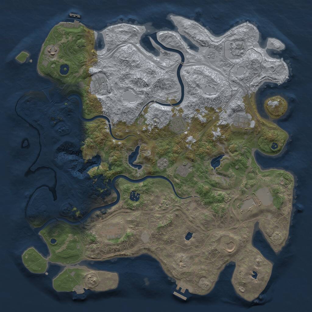 Rust Map: Procedural Map, Size: 4500, Seed: 1516028690, 17 Monuments