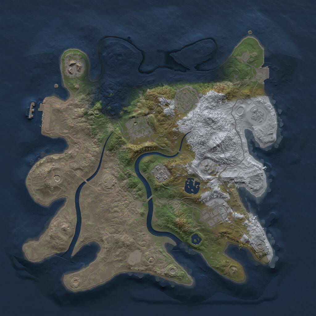 Rust Map: Procedural Map, Size: 3000, Seed: 2081967, 11 Monuments