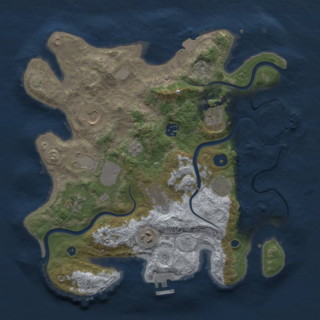 Rust Map: Procedural Map, Size: 3500, Seed: 1516584419, 15 Monuments