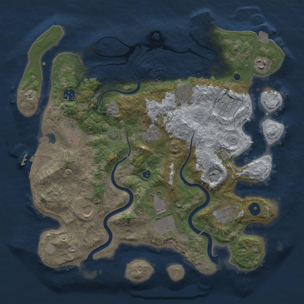Rust Map: Procedural Map, Size: 3750, Seed: 8875130, 16 Monuments