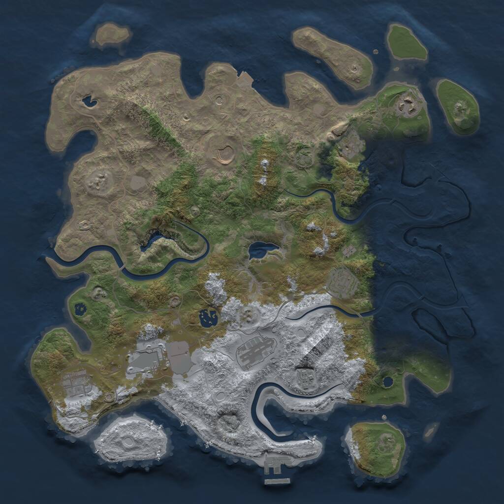 Rust Map: Procedural Map, Size: 4000, Seed: 98352, 13 Monuments