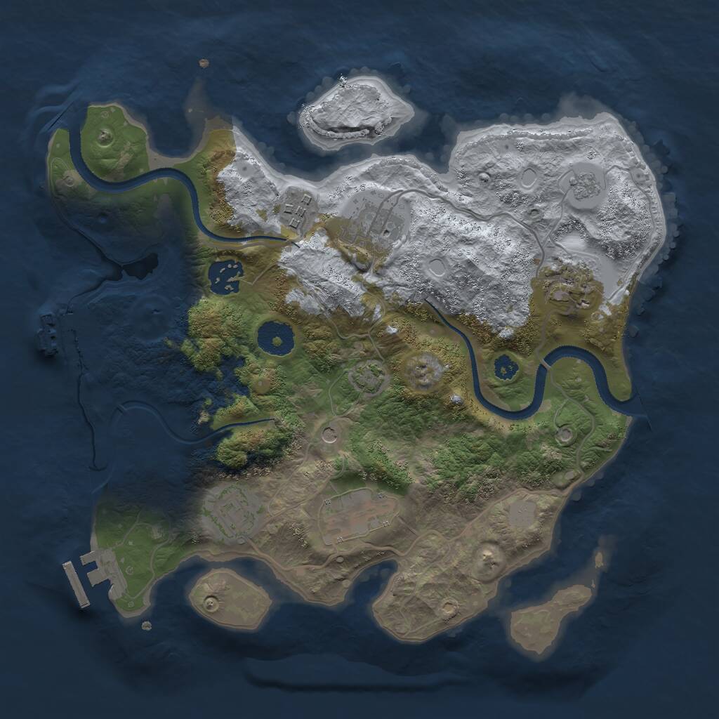 Rust Map: Procedural Map, Size: 3000, Seed: 20666, 12 Monuments