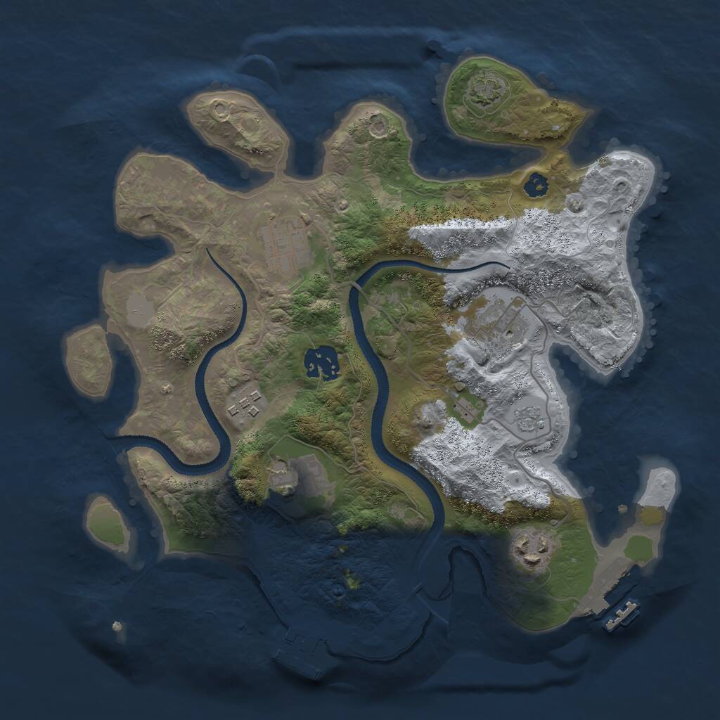 Rust Map: Procedural Map, Size: 3000, Seed: 7408251, 11 Monuments