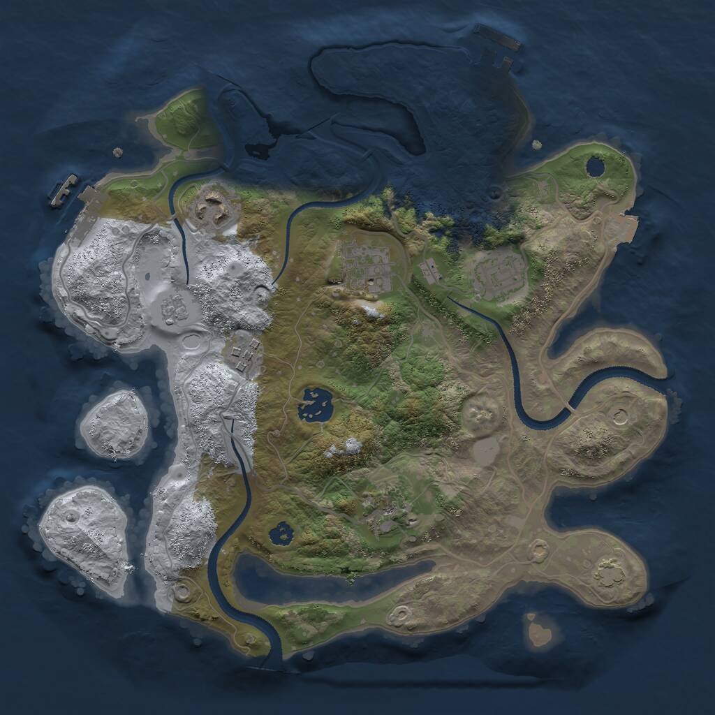 Rust Map: Procedural Map, Size: 3000, Seed: 1471511441, 12 Monuments