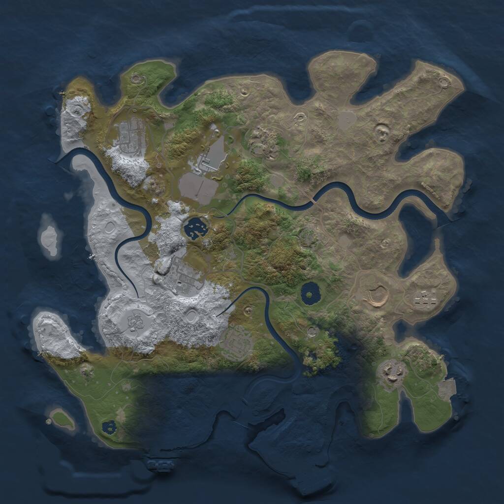 Rust Map: Procedural Map, Size: 3500, Seed: 1887666196, 15 Monuments