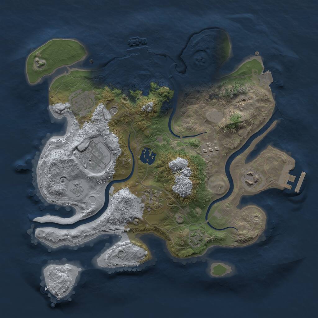 Rust Map: Procedural Map, Size: 3000, Seed: 8795, 12 Monuments