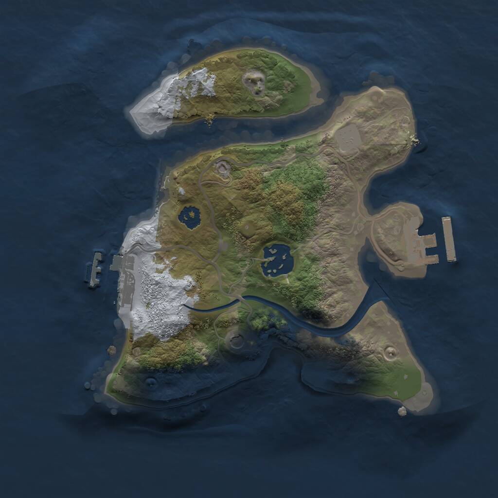Rust Map: Procedural Map, Size: 2240, Seed: 321455423, 5 Monuments