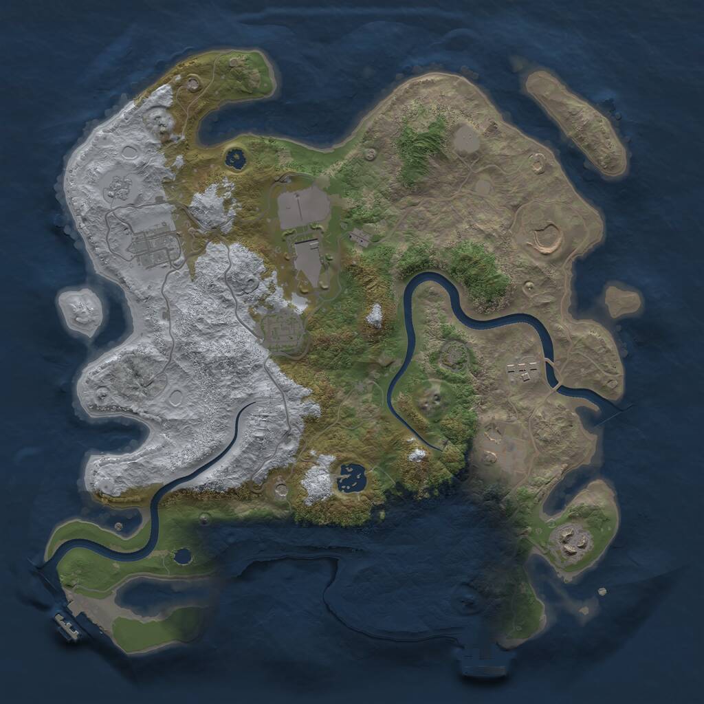 Rust Map: Procedural Map, Size: 3500, Seed: 1895524440, 14 Monuments