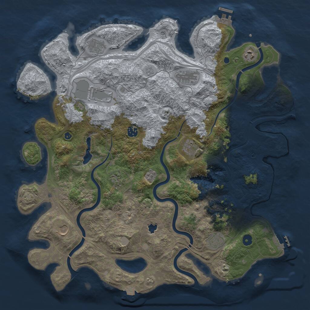 Rust Map: Procedural Map, Size: 4400, Seed: 2043777449, 16 Monuments