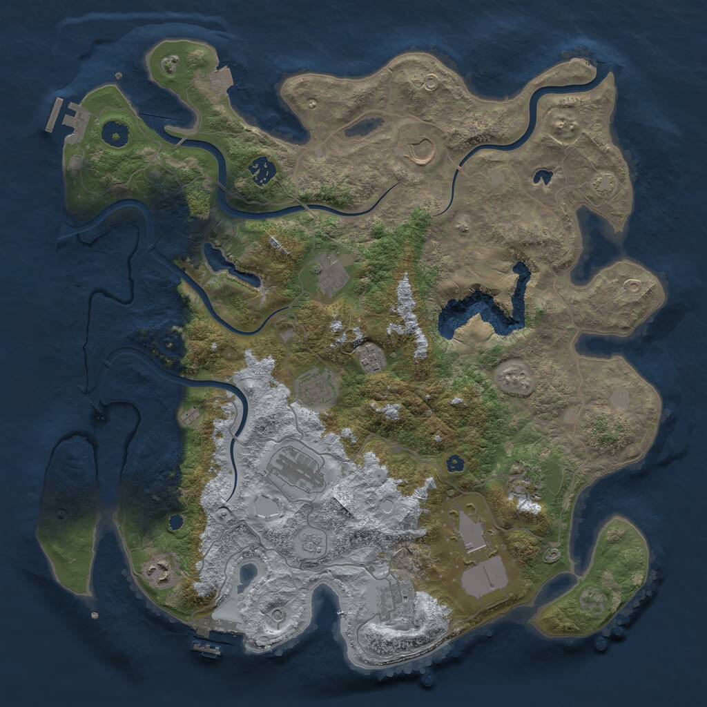 Rust Map: Procedural Map, Size: 4000, Seed: 693661569, 16 Monuments