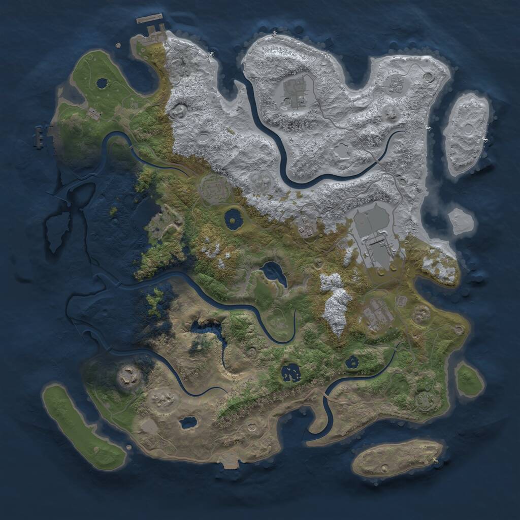 Rust Map: Procedural Map, Size: 4000, Seed: 1639217916, 14 Monuments