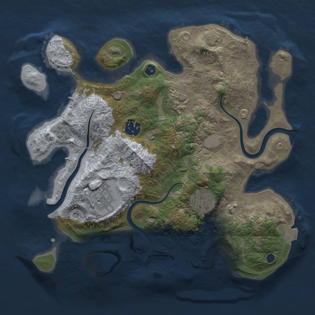 Rust Map: Procedural Map, Size: 3000, Seed: 28488, 9 Monuments