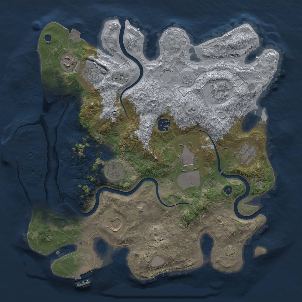 Rust Map: Procedural Map, Size: 3500, Seed: 732196751, 15 Monuments