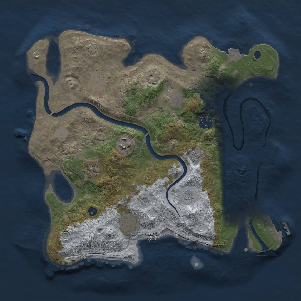 Rust Map: Procedural Map, Size: 3250, Seed: 575370353, 13 Monuments