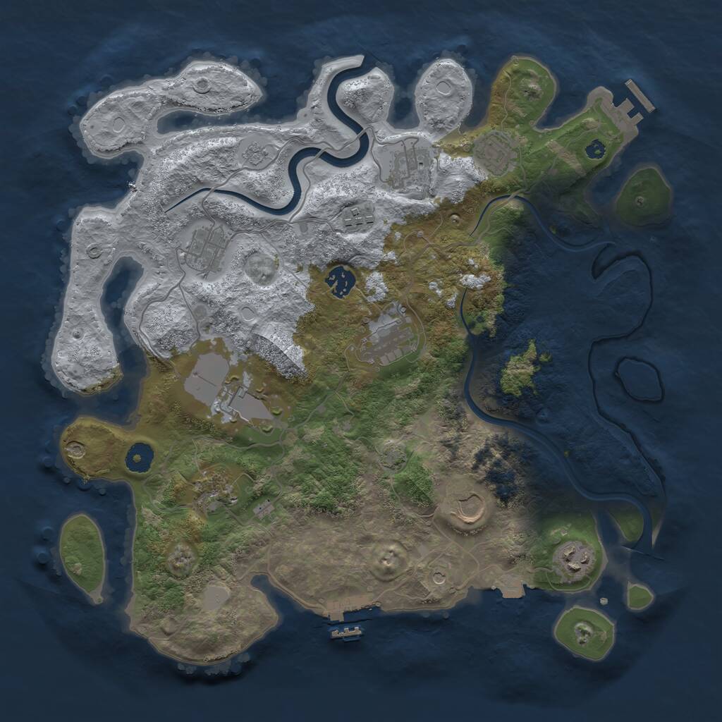 Rust Map: Procedural Map, Size: 3750, Seed: 91654754, 16 Monuments