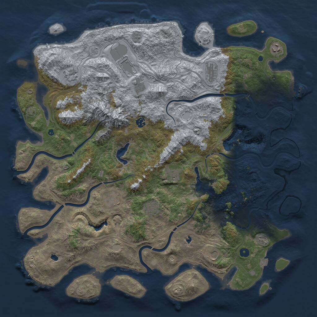 Rust Map: Procedural Map, Size: 5000, Seed: 1991, 16 Monuments