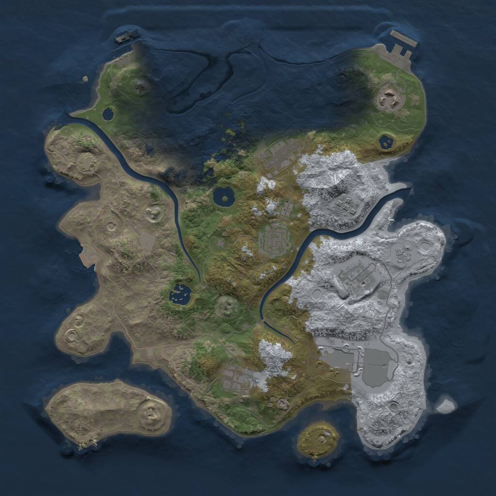 Rust Map: Procedural Map, Size: 3500, Seed: 24492, 14 Monuments