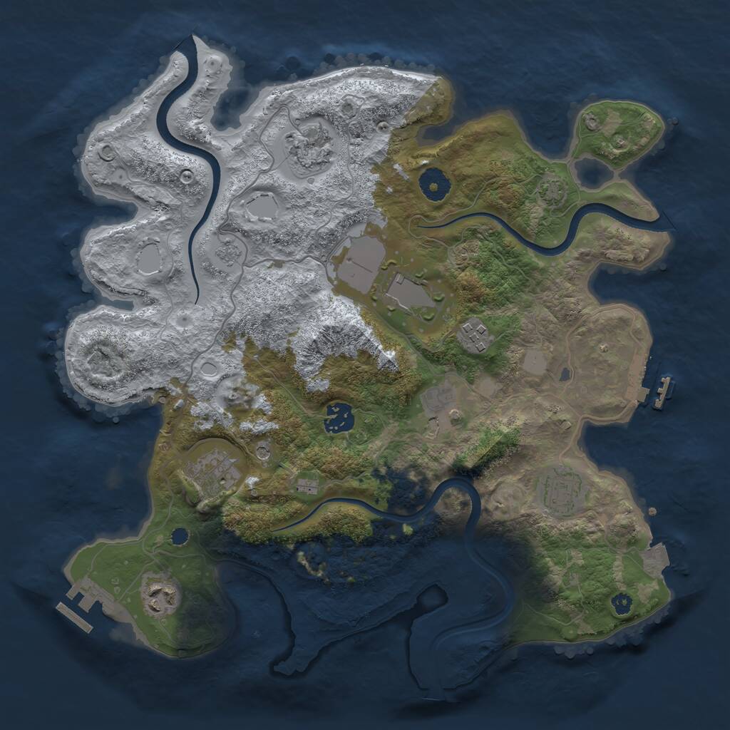 Rust Map: Procedural Map, Size: 3500, Seed: 260107694, 14 Monuments