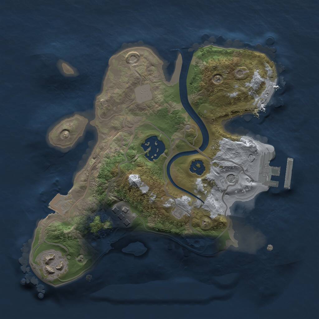 Rust Map: Procedural Map, Size: 2100, Seed: 874378, 6 Monuments